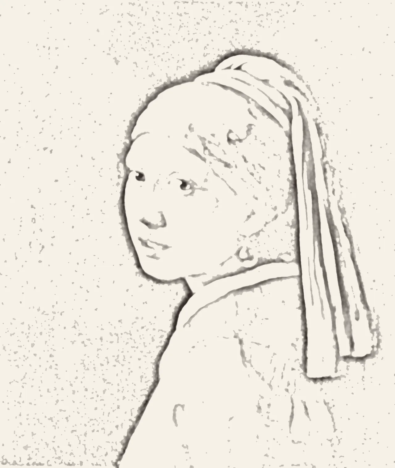 Girl with a Pearl Earring, pre-drawn outline